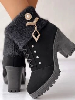 Leather Autumn Chunky Heel Riding Boots -Zolucky Sales Store c6f1ec8944902573cef5d2e19f796ed0