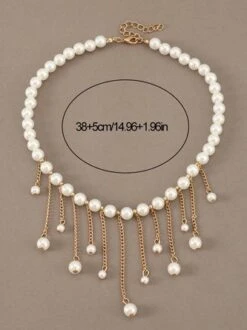Elegant Chain Fringe Imitation Pearl Necklace -Zolucky Sales Store c705ea0749c5ca600354ecf51526c017