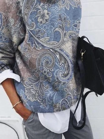 Casual Paisley Crew Neck Long Sleeve Loose Sweater 2 Casual Paisley Crew Neck Long Sleeve Loose Sweater - Image 2