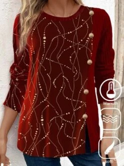 Plus Size Velvet Casual Buckle Christmas Shirt