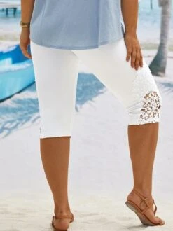 Plus Size Vacation Jersey Tight Lace Leggings -Zolucky Sales Store c820354ec801af3e4d2c06917be3e2e8