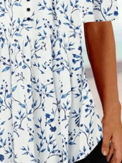 Plus Size Casual Loose Half Open Collar Shirt -Zolucky Sales Store c82168dace29688f1fb4fc875d86fab5