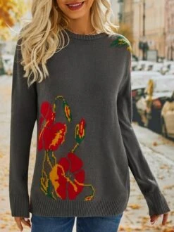 Floral Long Sleeve Sweater -Zolucky Sales Store c851f197100d849a740700f9a9af8605