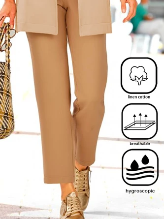 Plain Casual Cotton And Linen Pants 2 Plain Casual Cotton And Linen Pants - Image 2