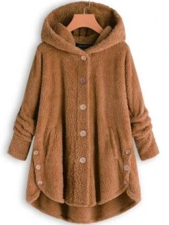 Zolucky Cozy Fleece Hooded Sherpa Coat Symmetrical Button Teddy Bear Coat -Zolucky Sales Store c9394fe9651864012e6bb4cd7919d975
