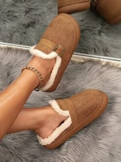 Casual Winter Warmth Flocked Mules -Zolucky Sales Store c959c6c1cb01b081ba9d2d2f836c3b88