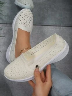 Women Hollow Out Waterproof Slip On Shoes