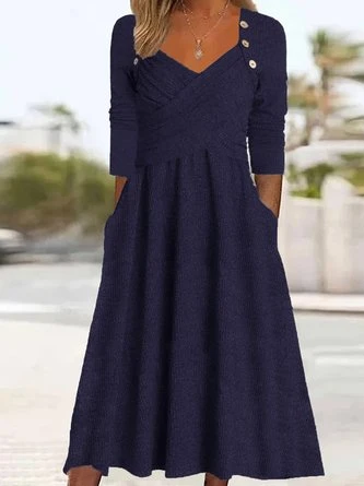 Plain Casual Buckle Sweetheart Neckline Fit & Flare A-Line Maxi Dress With Pocket 6 Plain Casual Buckle Sweetheart Neckline Fit & Flare A-Line Maxi Dress With Pocket - Image 6