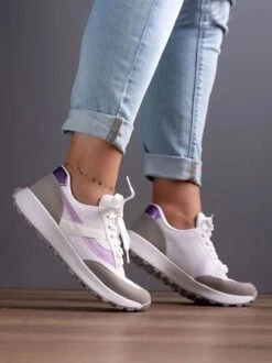 Casual Color Block Mesh Fabric Paneled Lace-Up Sneakers -Zolucky Sales Store cad25750bc074b289765c6acafc3c302 1698039606438