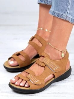 Vintage Embroidery Hook And Loop Comfy Sole Flat Sandals -Zolucky Sales Store cb1631f2ec07c366ffe805b97a7166f2