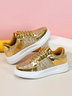 Women Fashion Glitter Paneled Lace-Up Skate Shoes 32 Women Fashion Glitter Paneled Lace-Up Skate Shoes -Zolucky Sales Store cb60e1cc7c2153ad59f1e8b61bfe75be