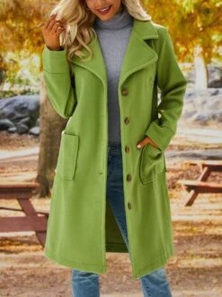 Solid Long Sleeve Cotton-Blend Overcoat 31 Solid Long Sleeve Cotton-Blend Overcoat -Zolucky Sales Store cb893c689238cfded67415a0383f7f89