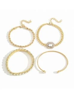 4pcs/set Rhinestone Metal Chain Bracelets Sets -Zolucky Sales Store cc126236c0ce6b9e144b75d8921c3e6d