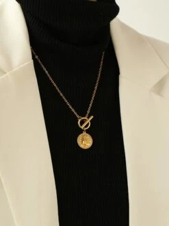 Vintage Roman Portrait Pendant Necklace Sweater Long Chain