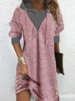 Color Block V Neck Casual Dress -Zolucky Sales Store cc4dfb928e6c69655931c22c9b749e96