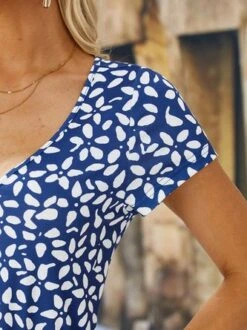 Floral V Neck Casual Dress -Zolucky Sales Store cca3e463cdcd7ada4eb114ea4234c328