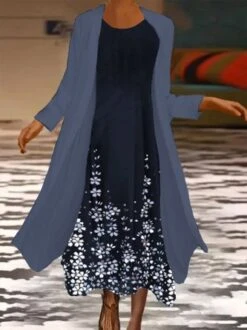 Casual Floral Crew Neck Loose Two-Piece Set