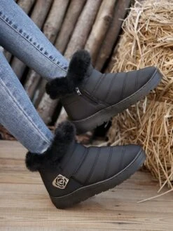 Casual Quilted Winter Furry Lined Boots -Zolucky Sales Store cd3e896b2afee41b7d320a16852009ce