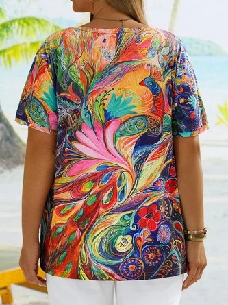 Plus Size V Neck Casual Loose Jersey T-Shirt 3 Plus Size V Neck Casual Loose Jersey T-Shirt - Image 3