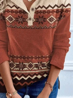 Ethnic Daily Casual Buttoned Neck Loose H-Line Long Sleeve T-Shirt -Zolucky Sales Store ce30ea4d7d10e0bf5128dbcd42f3c442