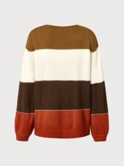 Women Stripe Long Sleeve Casual Knit Pullover Sweater -Zolucky Sales Store ceb5c884ac4dca33e8b6f09ab4b724ef