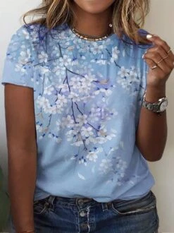 Plus Size Floral Crew Neck Loose Casual T-Shirt -Zolucky Sales Store cefbb9f6acbae6b910d8cc1672340dc4