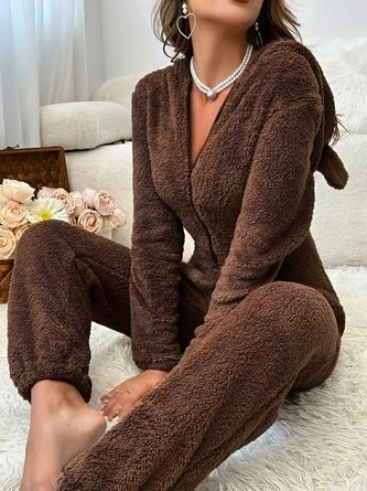 Casual Fluff/Granular Fleece Fabric Two-Piece Set 3 Casual Fluff/Granular Fleece Fabric Two-Piece Set - Image 3