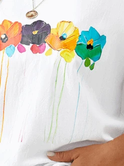 Plus Size Cotton Loose Floral V Neck Casual Shirt -Zolucky Sales Store d007c6accdc291ebfcac8a3a21e78d1b