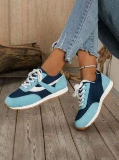 Casual Color Block Mesh Fabric Paneled Lace-Up Sneakers -Zolucky Sales Store d04ab378068a434080a767ba77829501 1698039605805