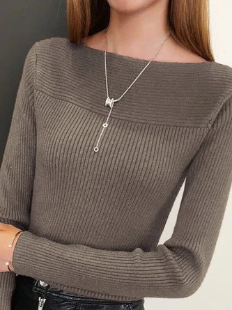 Yarn/Wool Plain Casual Winter Heavyweight H-Line Regular Fit Crew Neck Sweater 2 Yarn/Wool Plain Casual Winter Heavyweight H-Line Regular Fit Crew Neck Sweater - Image 2