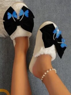 Casual Butterfly Bowknot Fleece Toe-covered Slippers 16 Casual Butterfly Bowknot Fleece Toe-covered Slippers -Zolucky Sales Store d15636679ac277bbd561863a80a50485
