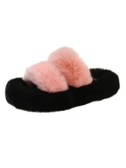Casual Color Block Double Strap Fluffy Slippers 32 Casual Color Block Double Strap Fluffy Slippers -Zolucky Sales Store d1a4e2a2c4dcf97504b358a0b1cfcc4d