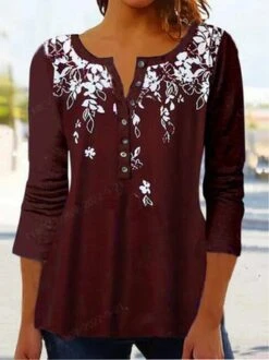 Casual Floral V Neck Tunic T-Shirt 8 Casual Floral V Neck Tunic T-Shirt -Zolucky Sales Store d1cc6a1682b88c1fc4eadd3e7e9bca51