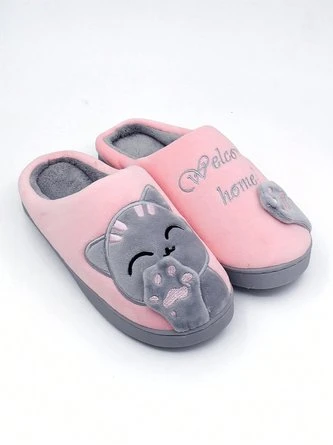Casual Cartoon Cat Letters Embroidery Warmth Fluffy Slippers 11 Casual Cartoon Cat Letters Embroidery Warmth Fluffy Slippers - Image 11