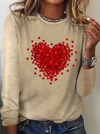 Women‘s Heart Simple Cotton-Blend Long Sleeve Top 5 Women‘s Heart Simple Cotton-Blend Long Sleeve Top - Image 5