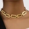 Women Minimalist Geometric Metal Chain Necklace