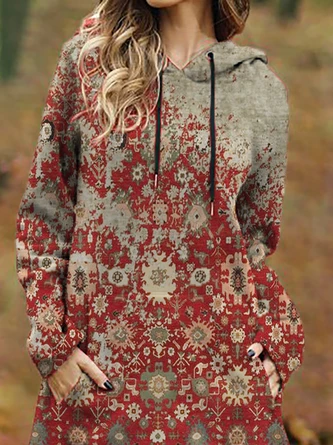 Long Sleeve Hoodie Knitting Dress 2 Long Sleeve Hoodie Knitting Dress - Image 2