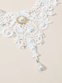 Elegant Imitation Pearls Lace Choker Fake Collar Jewelry -Zolucky Sales Store d2cb00797e5b68e40daf79400423b502