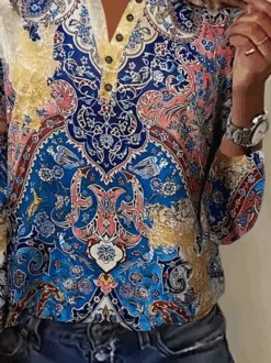 Plus Size Ethnic Buckle Jersey Casual T-Shirt -Zolucky Sales Store d3f6614280ed13ddc0237833f2f76584