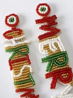 Merry Christmas Letters Handmade Beaded Dangle Earrings -Zolucky Sales Store d4197462e874ce4e7039f235082996c1