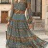 V Neck Chiffon Vacation Ethnic Dress