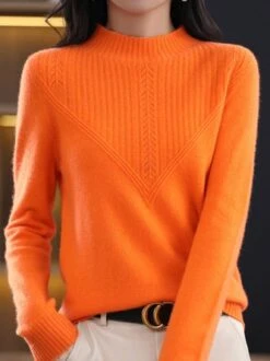 Casual Plain Half Turtleneck Yarn/Wool Yarn Sweater -Zolucky Sales Store d4c9f4b7e16253bd996ad61a059aaf05