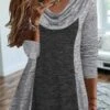 V Neck Loose Casual Plain T-Shirt TUNIC