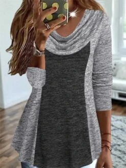 V Neck Loose Casual Plain T-Shirt TUNIC