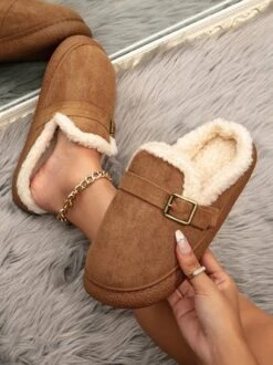 Casual Winter Warmth Flocked Mules