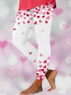 Heart/Cordate Casual Tight Leggings