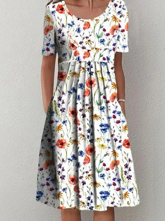 Casual Loosen Short Sleeve Floral Dress 1 Casual Loosen Short Sleeve Floral Dress