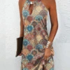 Casual Printed Hippie Sleeveless Halter Dress
