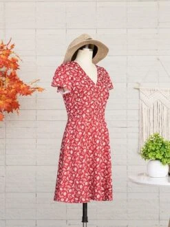 Women Floral Slim Pullover Short Sleeve Summer Dress Boho Dress -Zolucky Sales Store d5b573b121fcc4864a73db849661eebd