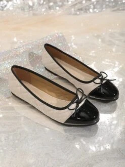 Casual Bow Decor Color Block Quilted Ballet Flats -Zolucky Sales Store d5b585209c0d4b62c3f024e7cce9a5bc